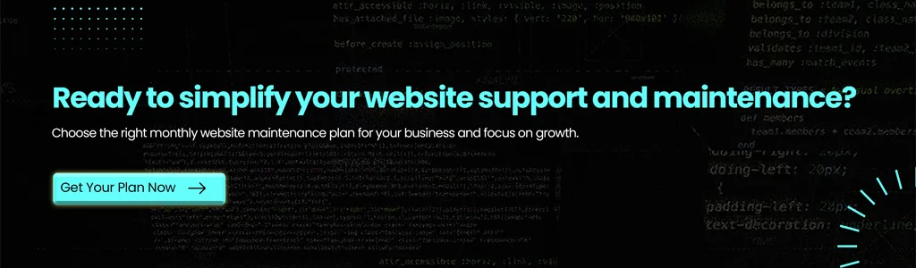monthly website maintenance support plans pricing business growth