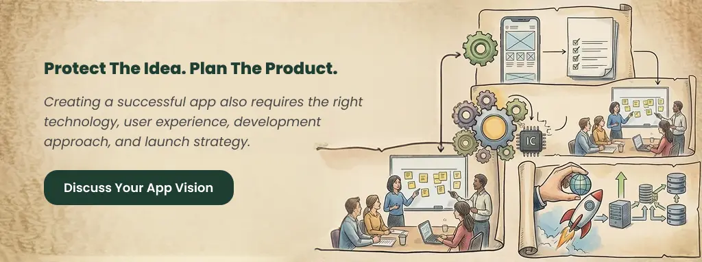 Protect the idea Plan the product Discuss Your App Vision