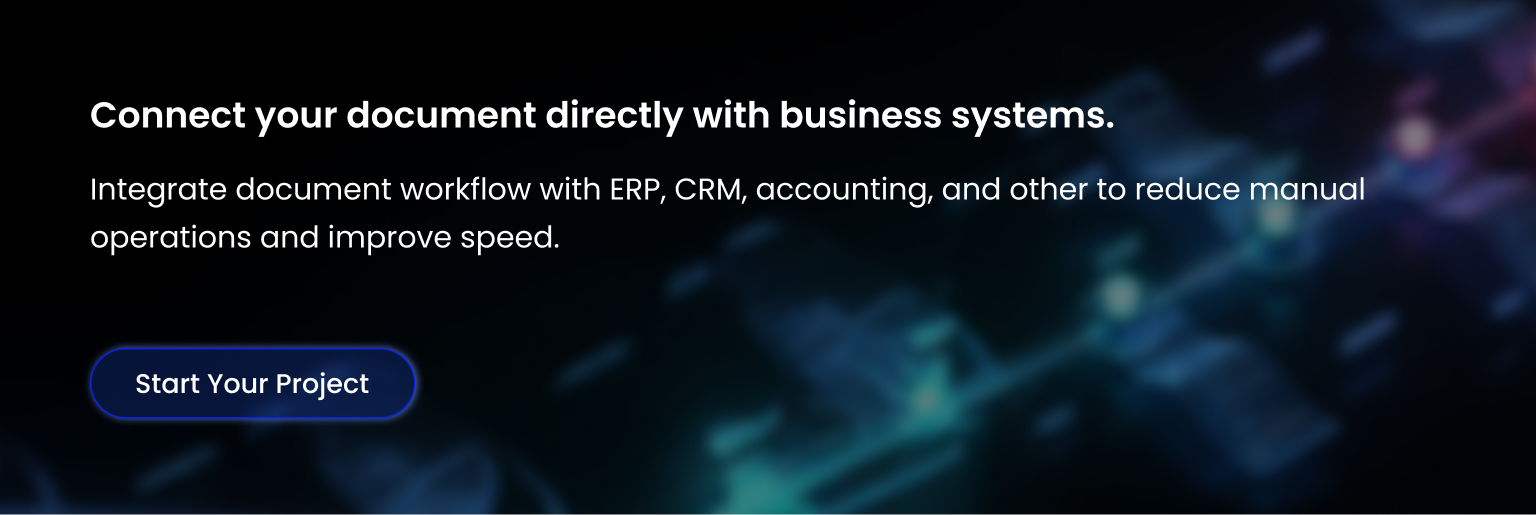 AI document workflow integration with ERP and CRM systems Document automation integration for business systems