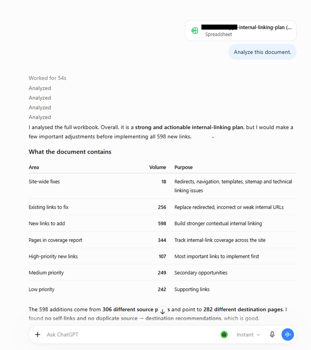Document and Data Analysis chatgpt