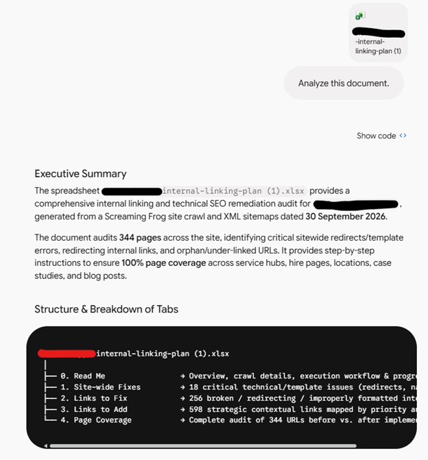Document and Data Analysis gemini ai