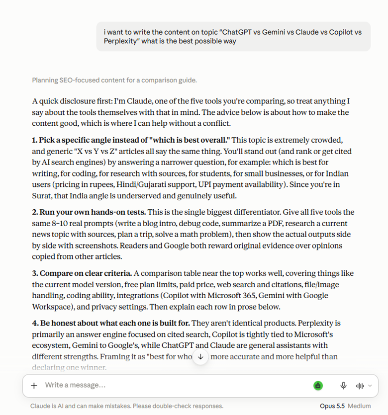write and content creation claude ai